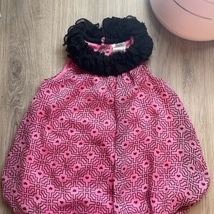 Baby Essentials Pink and Black Patterned Baby Dress 3MO